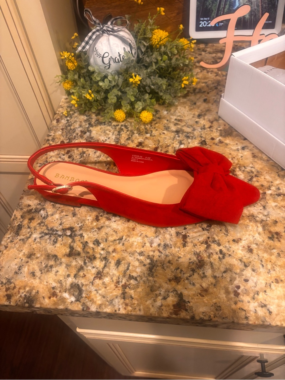 BAMBOO Red Bow Slingback Flats 8 1/2 new in box